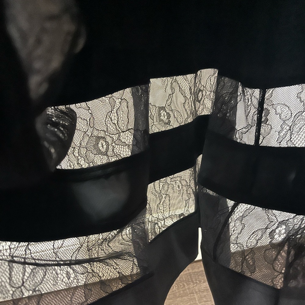 AIDAN MATTOX BLACK SHADOW STRIPE CREPE MIDI FIT & FLARE COCKTAIL DRESS NWT SZ 10 - Picture 15 of 16